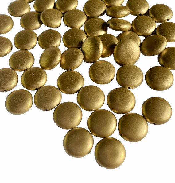 50x Matt Gold Colour Flat Round Coin Disc 12mm Beads for Jewellery Making
