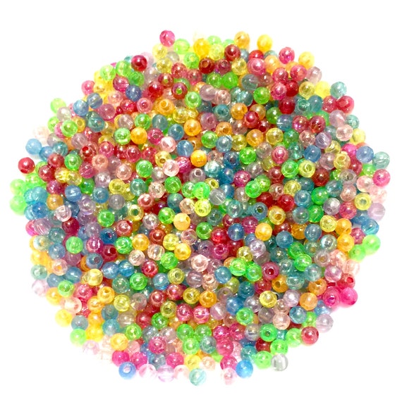 1000pcs Tiny Mini 4mm Iridescent Acrylic Beads for Craft and Jewellery Making - Pick Your Colour