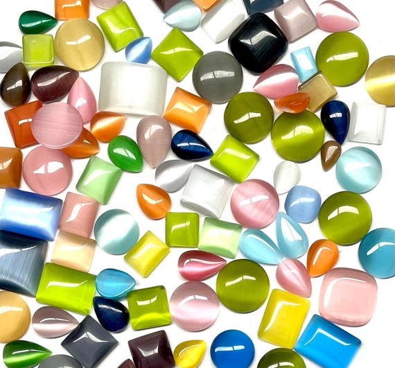 40 grams Multi Colour Mix Shapes Cat’s Eye 3mm to 13mm Craft and Jewellery Making