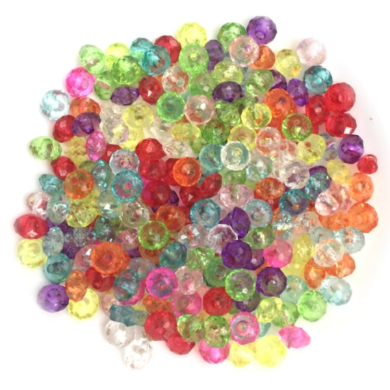 150x Multicolour Acrylic Crystal Faceted Rondelle Abacus Beads