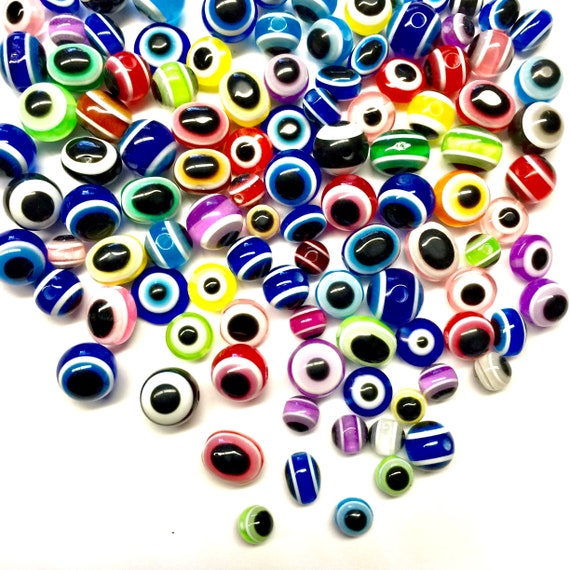 60 pcs Mix Shapes Mix Sizes Multicoloured Evil Eye Resin Beads for Jewellery Craft