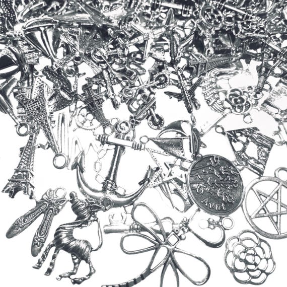 60 pcs Random Design Antique Tibetan Silver Charms and Pendants (25x pairs charms & 10pcs pendants)