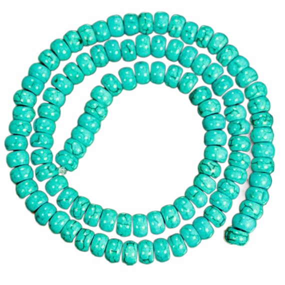 One Strand Howlite Turquoise 8mmx5mm Rondelle Beads
