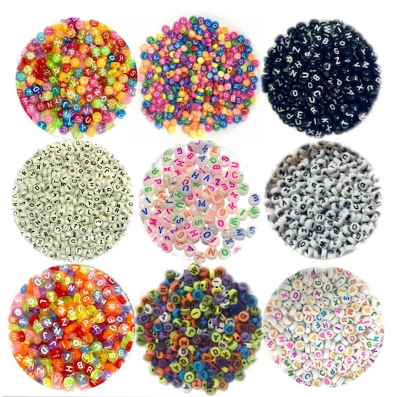 200x Flat 6mm-7mm Round Letter Beads for Jewellery Crafting