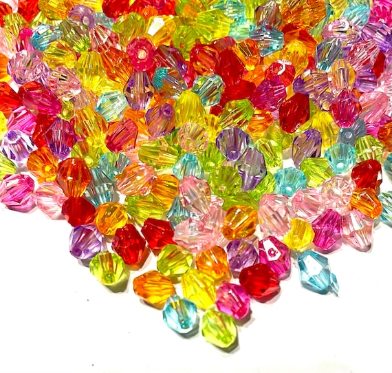 200pcs Multi colour 8mm Bicone Crystal Effect Acrylic Beads Jewellery Making