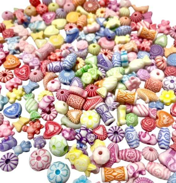 200x Cute Design Mix Sizes Multicolour Acrylic Pastel Matte Beads