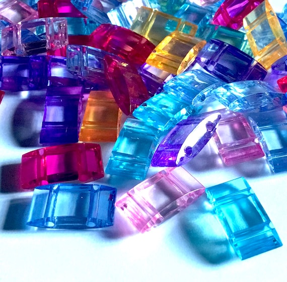50 pcs Two Hole Multi Colour Transparent Crystal Acrylic 17x9mm Carrier Beads