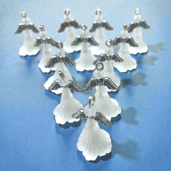 15pcs Angel Charms White Frosted Make Your Own Kit