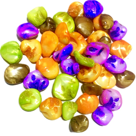30x Mix Shapes Multicoloured Smooth Edges MOP Shell Beads