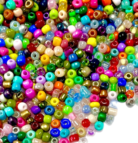 500+ Multicolour Glass Seed Beads: 4mm Colourful Jewelry Crafting Supplies