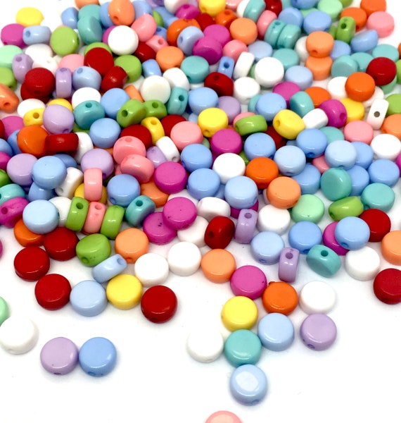 150x Flat Round Disc 7mm Multicoloured Beads for Jewellery