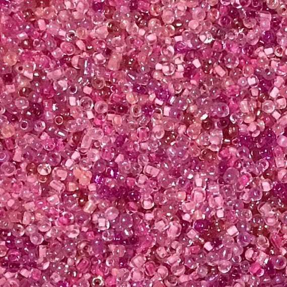 3000+ Pink Hues Glass Seed Beads: 10/0 (2mm-2.3mm) Jewellery Making Supplies