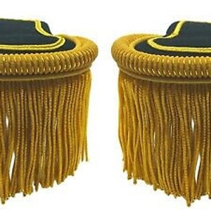 Shoulder Epaulette Black and Gold, Marching Band Epaulette, Fringe Epaulette