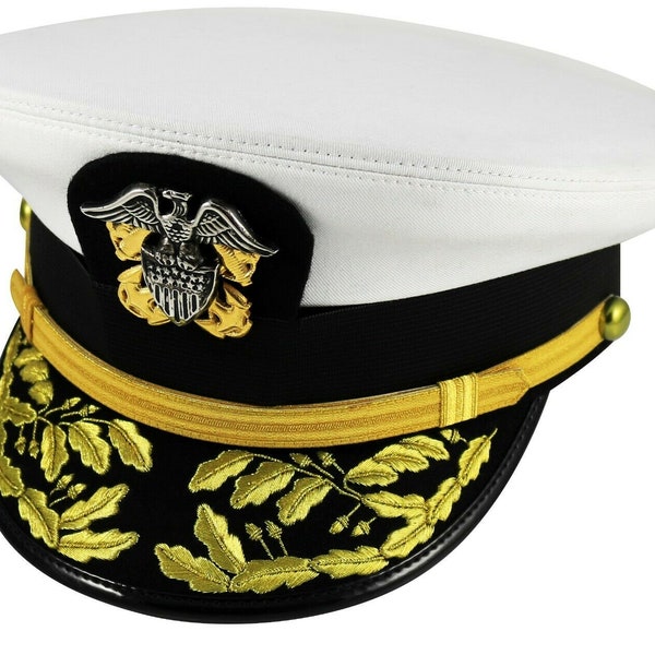 US Navy Admirals Hat, United States Military Peak Cap met dubbele roerei