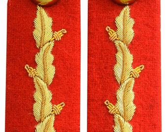 Collier Gorget Patch Feuille d'Or Rouge FAD No. 1 Robe Collier d'Officier Militaire Paire