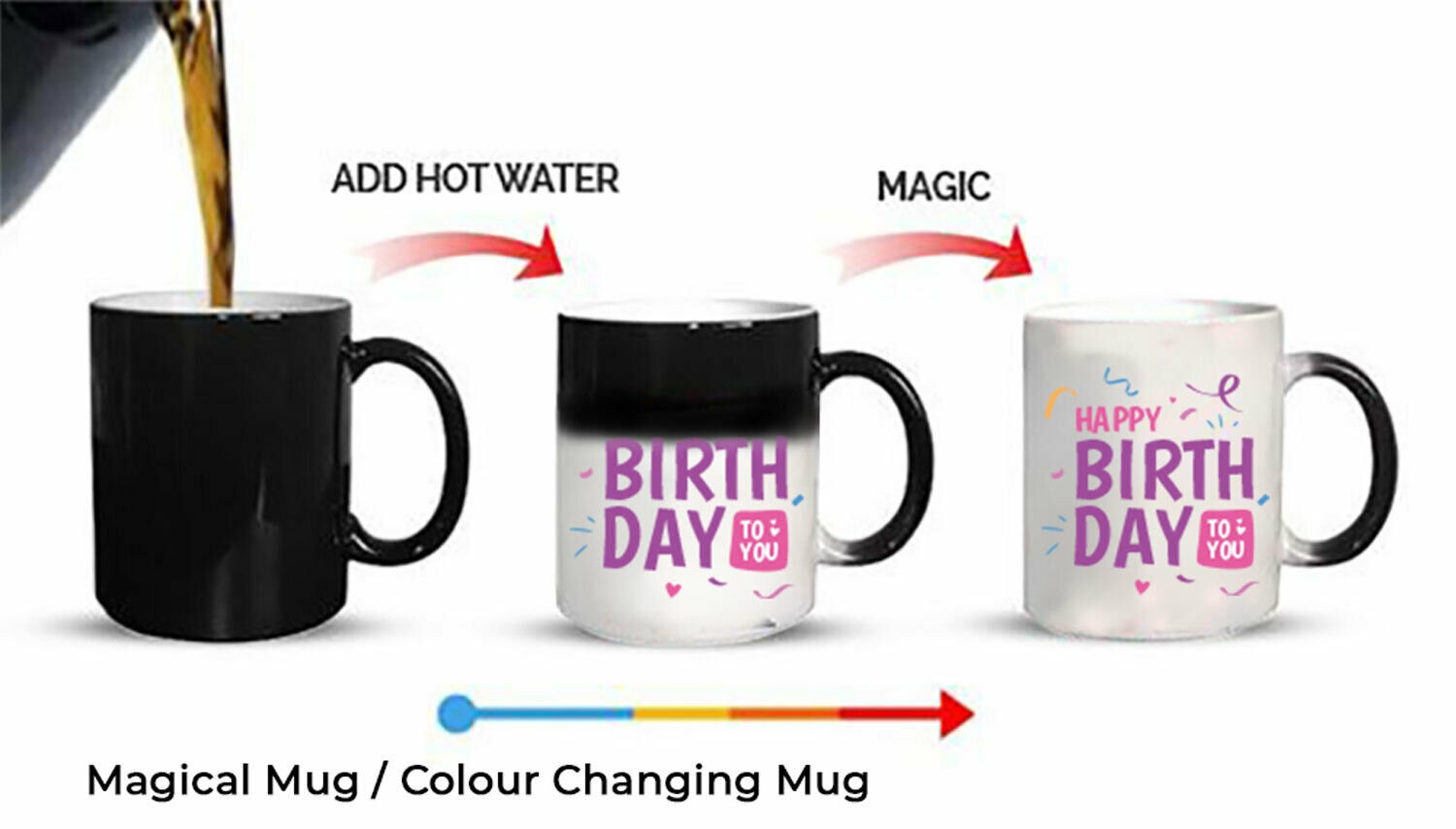 Personalised Magic Mug Wow Magic Cup Black Heat Colour Changing Tea Coffee Gift 