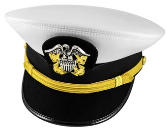 Casquette militaire blanche pour adjudant / lieutenant-commandant de l'US Navy