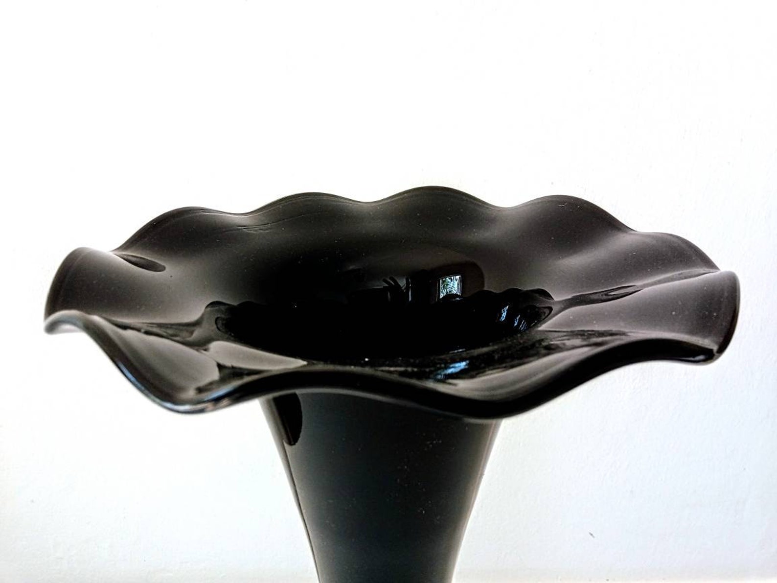 Exclusive Black Murano Vase with transparant middle Etsy