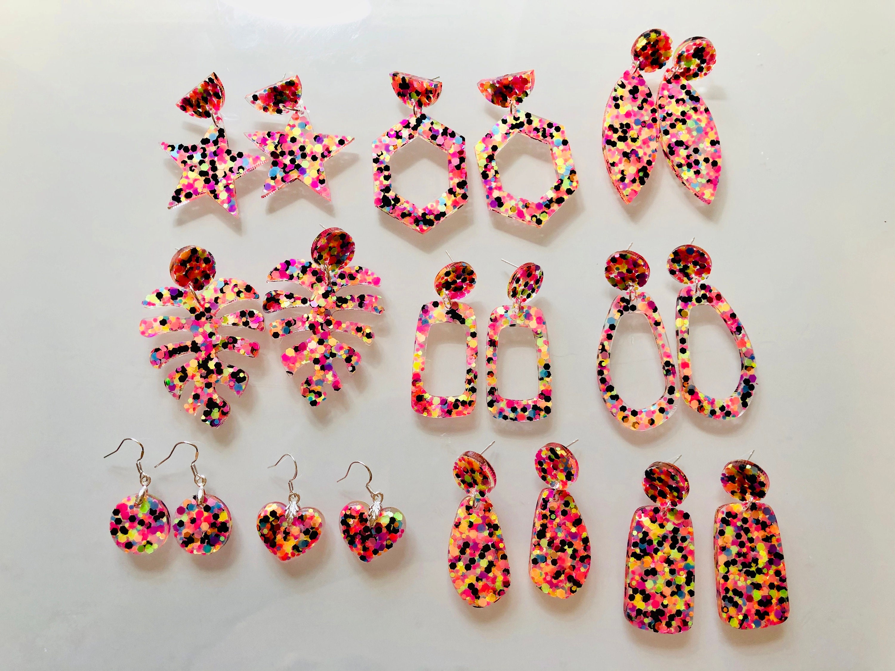 Handmade Neon Circle Drop Earrings Dangle Earrings Glow in Etsy UK