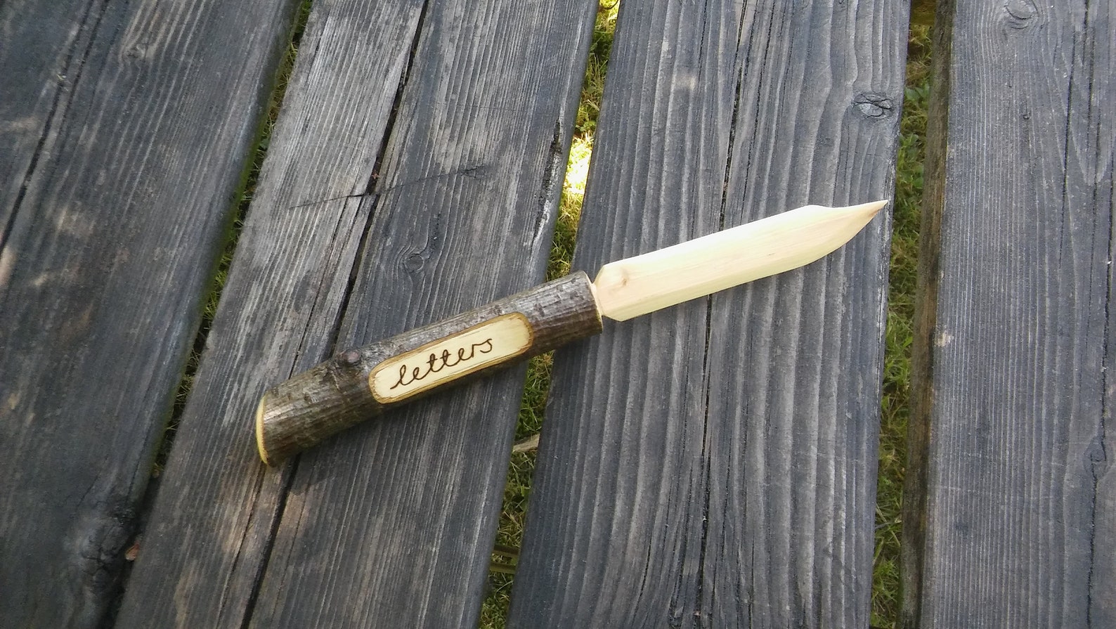 HandCarved Letter Knife in Hazel Wood Etsy