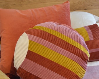 maid France cushion ドガ Round Cushion 40cm - HANDMADE in FRANCE - Corduroy Patchwork