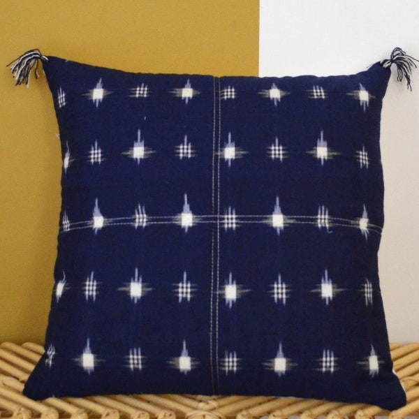 Housse de coussin 40x40cm - FAIT MAIN en FRANCE - coton ikat indien