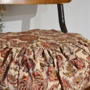 Round cushion 40cm HANDMADE in FRANCE pleated blockprint floral cotton image 9