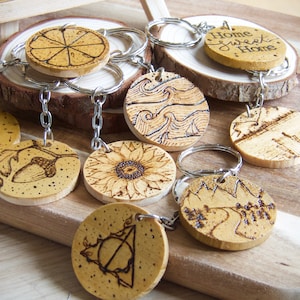 Hand burnt wooden keyring