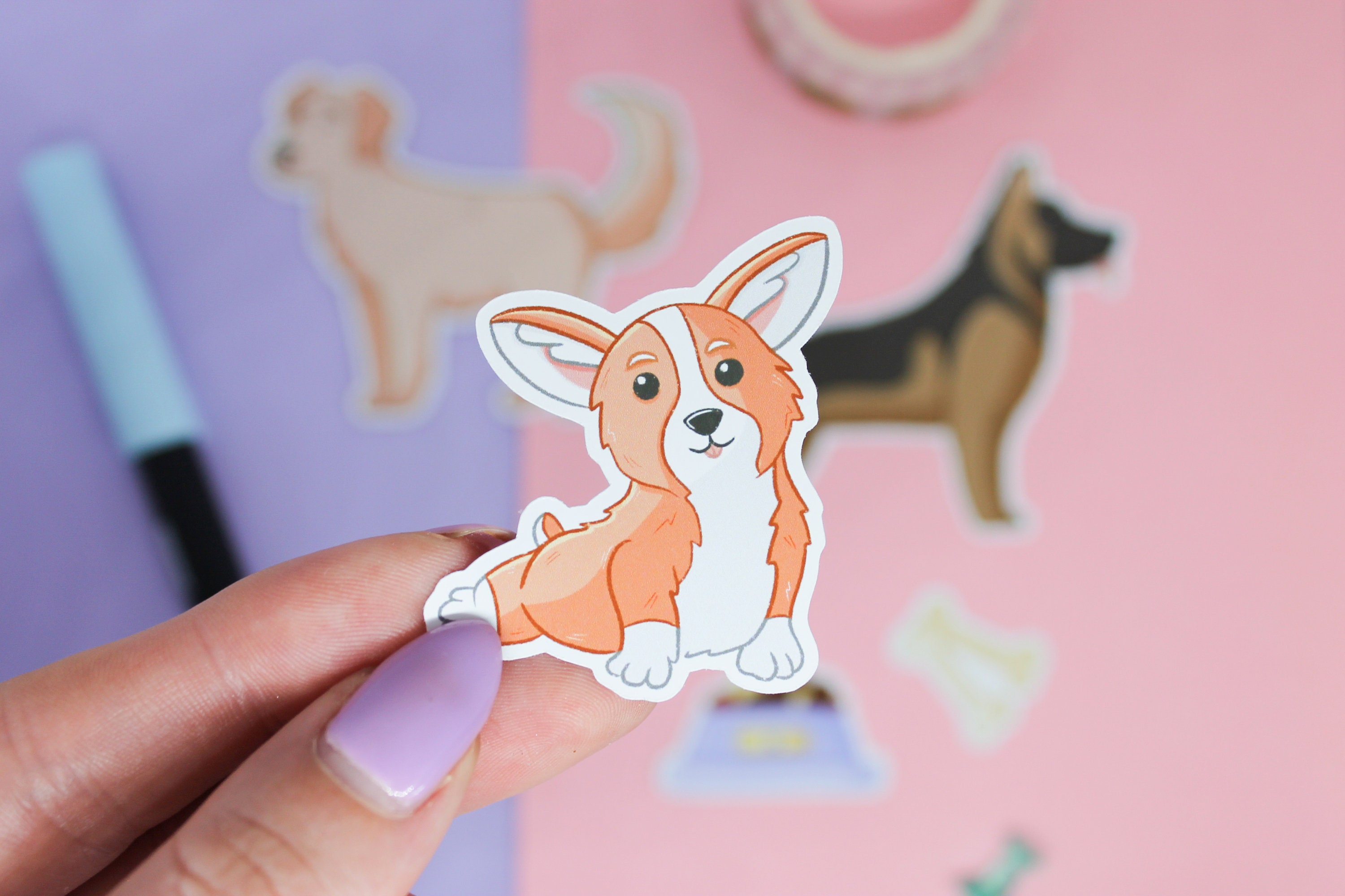 Sticker pack dogs set of 5 stickers printed on glossy Etsy