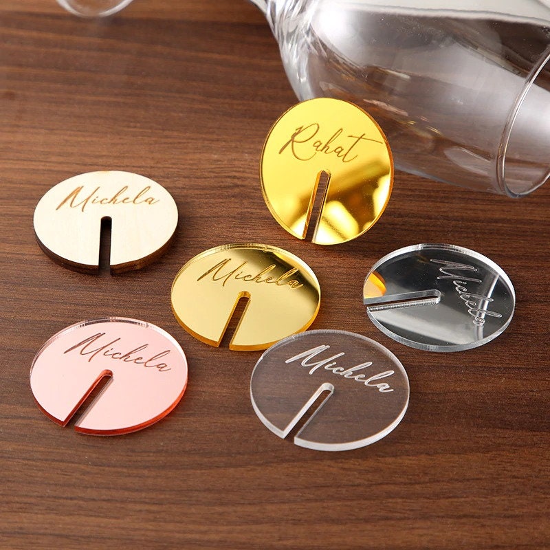 Personalized Drink Glass Place Cards Wedding Guest Wine Name Etsy