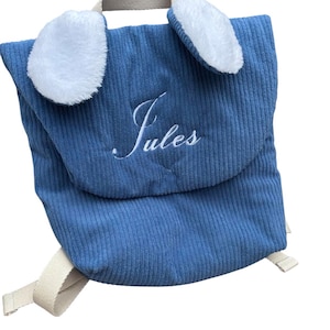 Sac enfant maternelle école crèche style oreille lapin fourrure tissu Velours