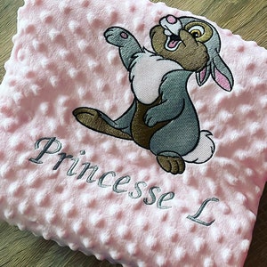minky plaid bambi panpan personalizes embroidered first name of your choice baby birth gifts Plaid Red / gray / blue / white / water green / baby shower image 4