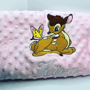 minky plaid personalizes embroidered bambi customizable gifts birth pink white blue red water green image 2