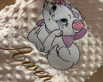 personalized embroidered baby blanket baby birth gift minky blanket Marie pink white