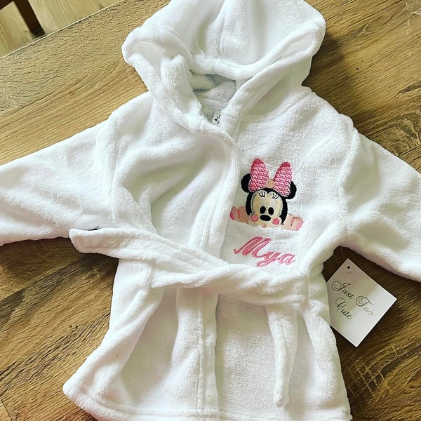 peignoir bébé brodé polaire motif au choix personnalise avec prénom 0/3 mois