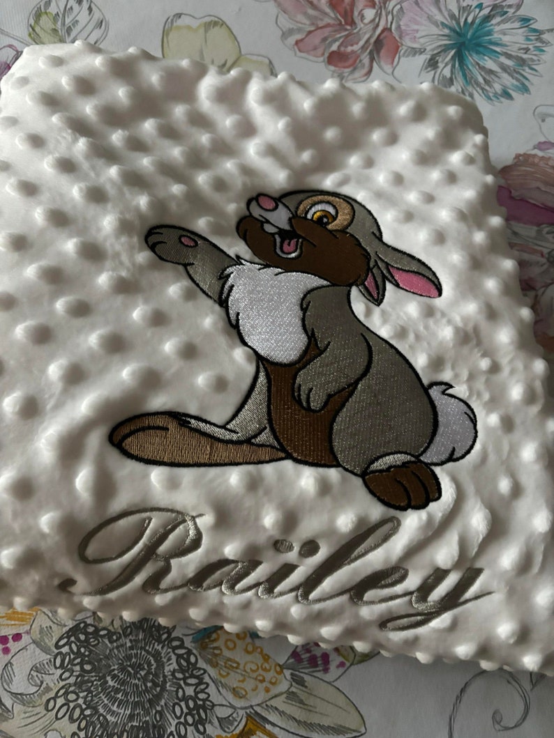 minky plaid bambi panpan personalizes embroidered first name of your choice baby birth gifts Plaid Red / gray / blue / white / water green / baby shower image 5