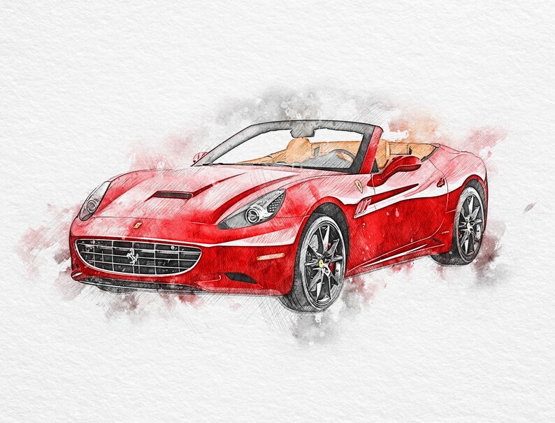 Car Custom Watercolor Portrait Car Painting From Photo Etsy