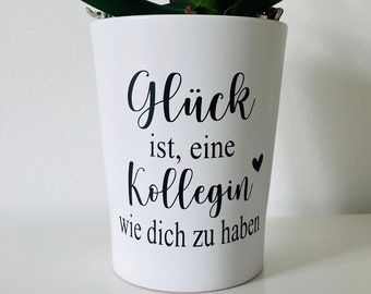 Stickers for flower pots / cachepots as a gift for colleagues in different colors, also including a flower pot