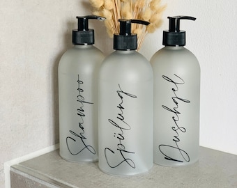 Aufkleber für Badezimmer / Shampoo / Spülung / Duschgel / verschiedene Farben und Schriftarten / nachhaltig zum Nachfüllen/umweltfreundlich