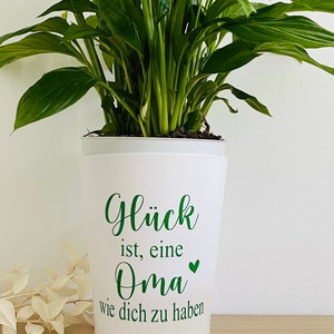 Flowerpot including the lettering Happiness is having a grandma like you in your desired color perfect gift for grandma Grün