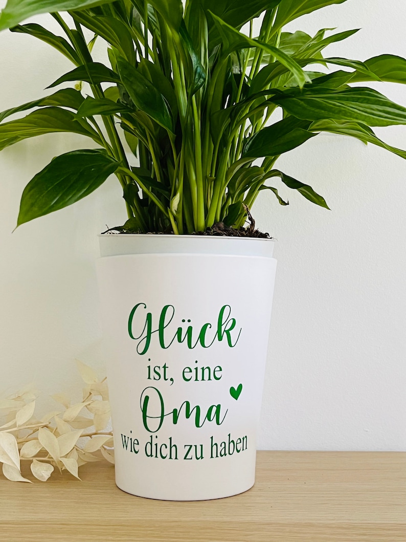 Flowerpot including the lettering Happiness is having a grandma like you in your desired color perfect gift for grandma Grün