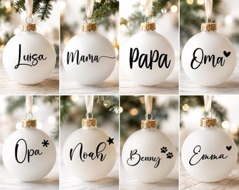 Christmas bauble stickers, Christmas tree ornament stickers, lettering, labels, name stickers, Christmas tree baubles, stickers, labels, Christmas