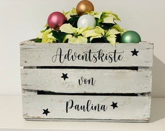 Stickers for Advent box WITH stars, in different colors and fonts, Christmas gift or memory box