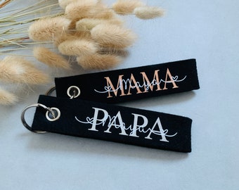 SET 2x personalisierte Schlüsselanhänger aus Filz für Mama und Papa