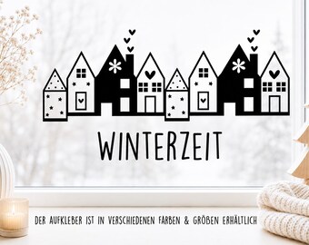 Wintertime house stickers | Winter window decorations | Winter lettering | Christmas window stickers | Various colors & sizes