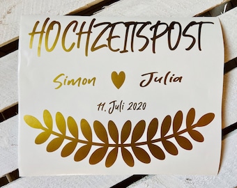 Sticker Card box Wedding for cards and cash gifts personalized with name and date