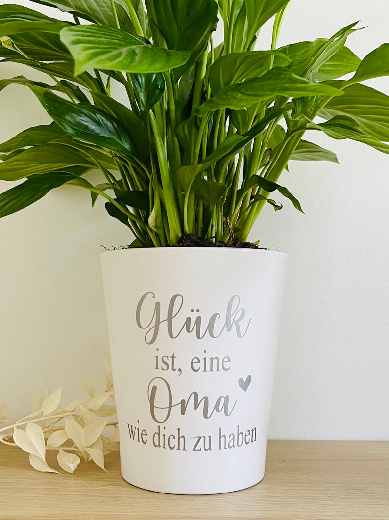 Flowerpot including the lettering Happiness is having a grandma like you in your desired color perfect gift for grandma Silber