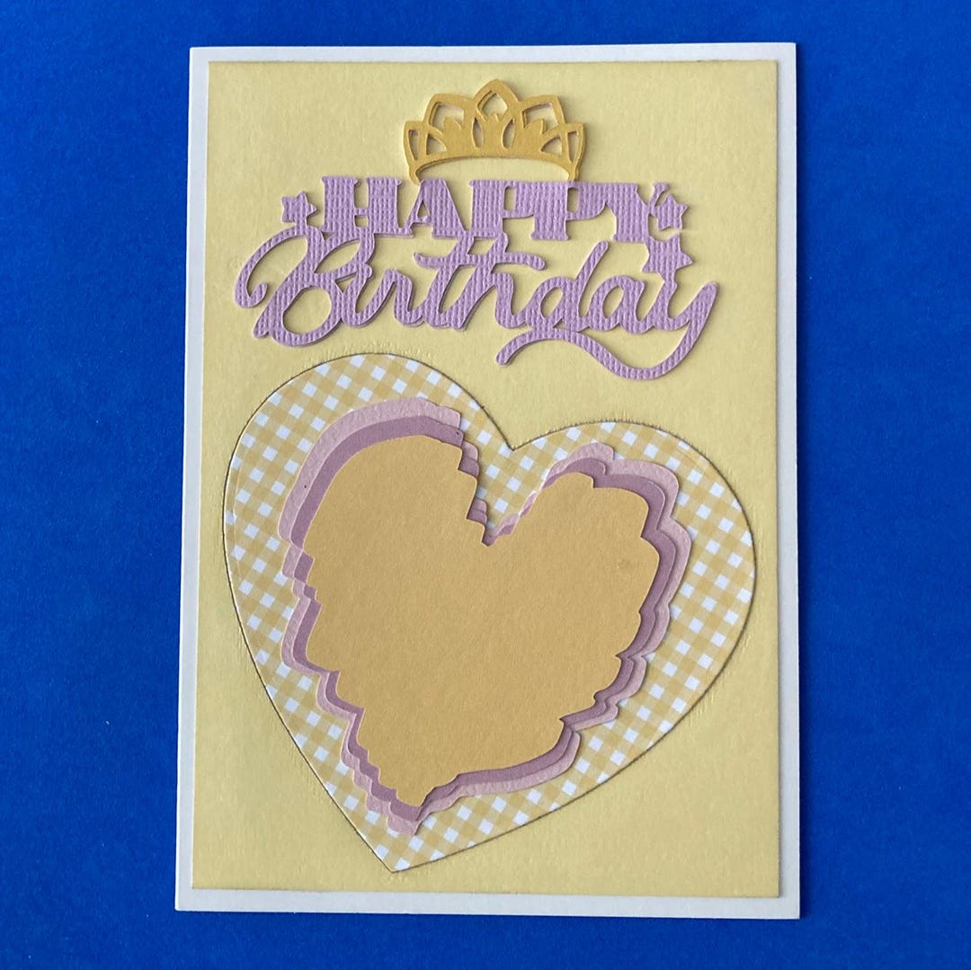 HAPPY BIRTHDAY CARD -tiara With Paint Heart Stroke - Etsy