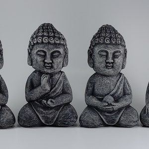 Little Buddhas Set of 4 - Home or Garden Decor, Baby Buddha, Garden Buddha, Cement Buddha, Concrete Buddha, Zen Garden, Set, Miniture, Kids
