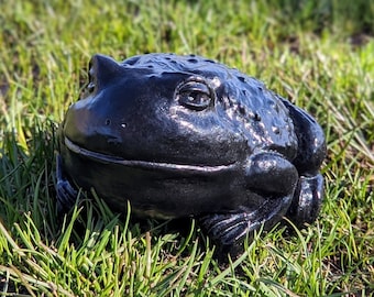 Chilled and Relaxed Toad Concrete Statue - Home or Garden Decor, Cement Statue, Lawn Garden Decor, Concrete Animal, Yard Art, Indoor/Outdoor